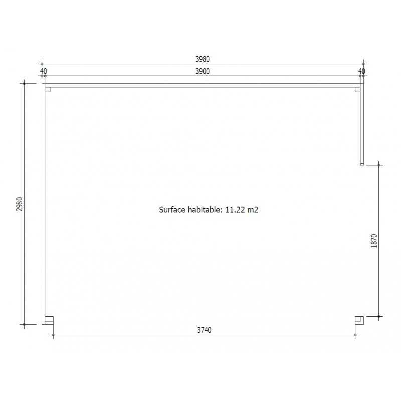 Bureau de jardin en bois massif 11,8m² – madriers 40mm traités teinté marron Gardy Shelter – Image 6