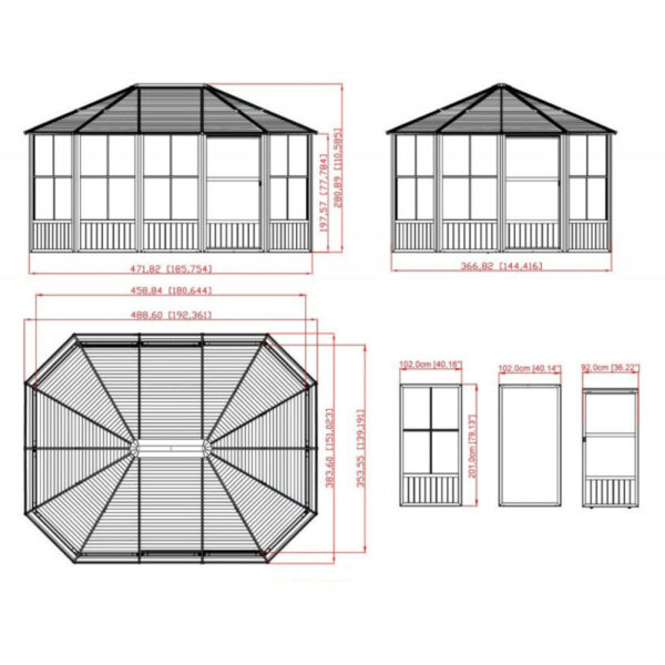 Pavillon Charlestone 384x489cm en aluminium et acier galvanisé – SOJAG – Image 10