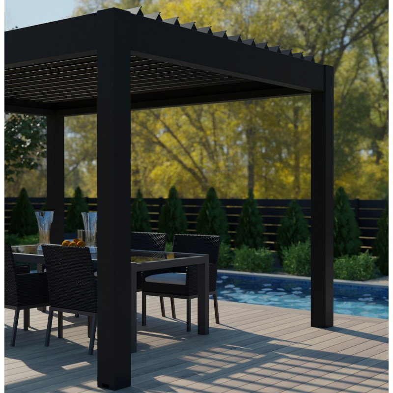 Pergola bioclimatique en aluminium gris anthracite 400x400cm – Image 7