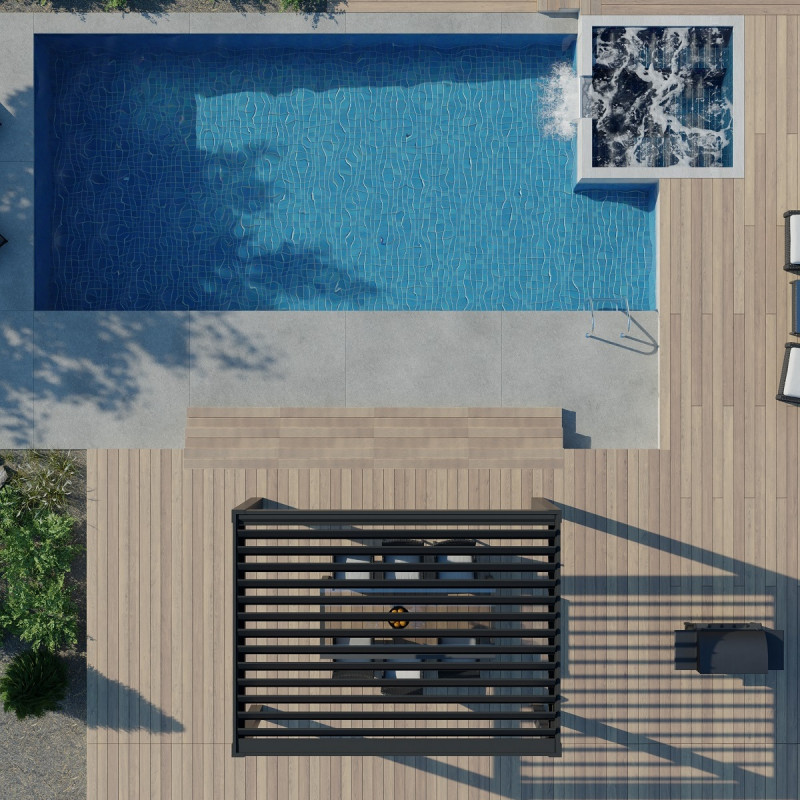 Pergola bioclimatique en aluminium gris anthracite 400x400cm – Image 9