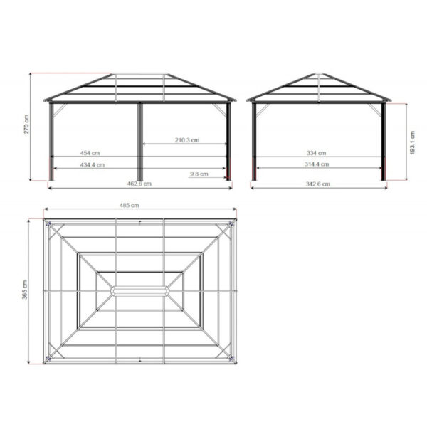 Pergola de jardin Meridien 365x485cm en aluminium anthracite et polycarbonate 8mm – SOJAG – Image 9