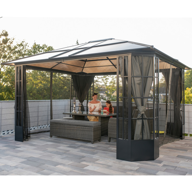 Pergola de jardin Savino 423x363cm en aluminium anthracite et polycarbonate 8mm – SOJAG – Image 4