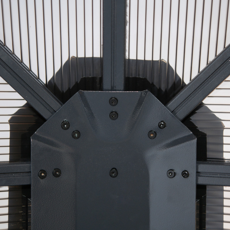 Pergola de jardin Savino 423x363cm en aluminium anthracite et polycarbonate 8mm – SOJAG – Image 7