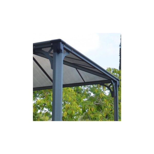 Tonnelle de jardin 3,6×3,6m en alu gris anthracite et polycarbonate – Image 3