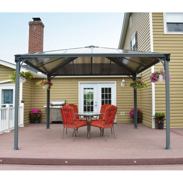 Tonnelle de jardin 3,6×3,6m en alu gris anthracite et polycarbonate – Image 8