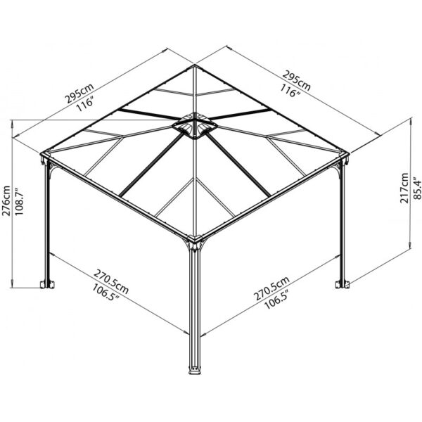 Tonnelle de jardin 3x3m en alu gris anthracite et polycarbonate – Image 7
