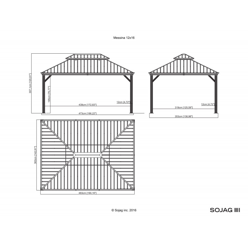 Tonnelle de jardin messina 298x363cm en aluminium thermolaque – Image 10
