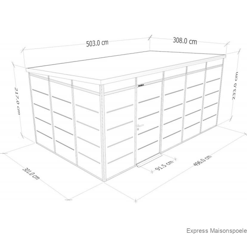 Abri de jardin modulaire isolé 5x3m anthracite et noir - plancher inclus - Everbox – Image 3